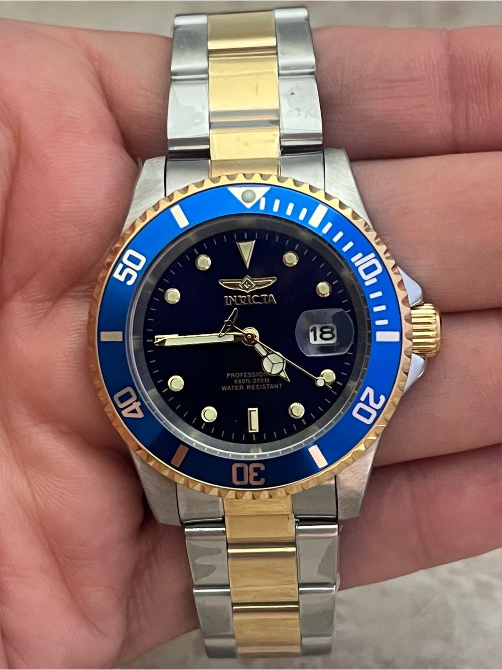 Invicta PRO Diver Men’s Watch Model (26972) Silver and Blue Color
